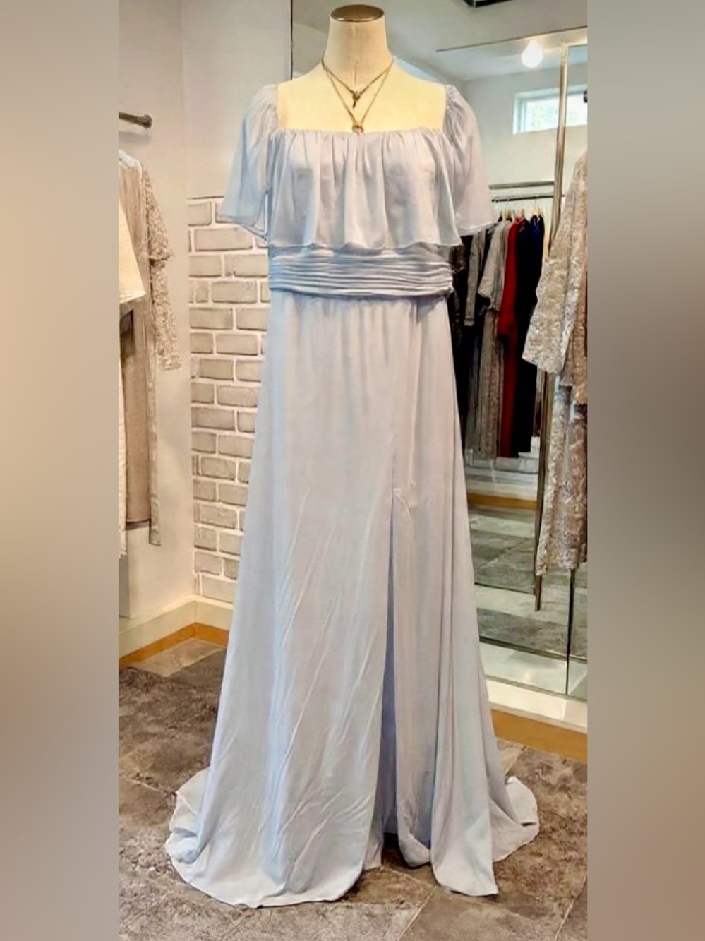 Ever-Pretty Light Blue Chiffon Off Shoulder Maxi Dress Formal Prom Wedding